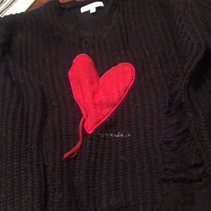 Distressed mid crop sweater